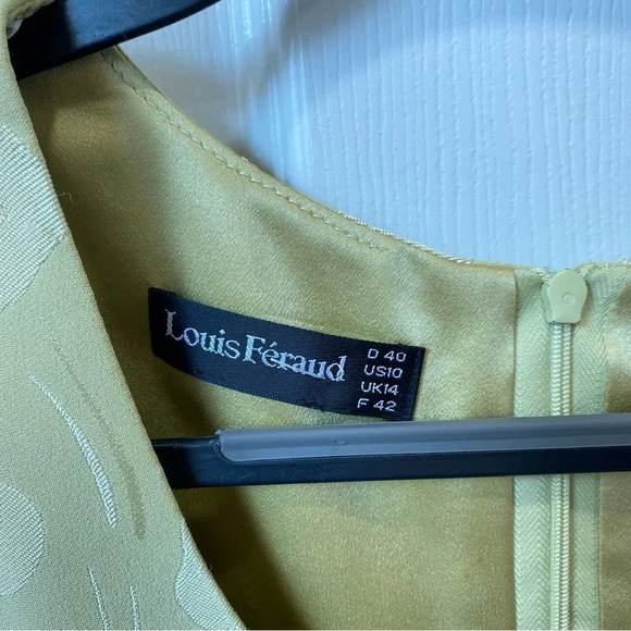 LOUIS FERAUD Green Silk Blend Dress Size US 10 Abstract Pattern Apples - Picture 4 of 6